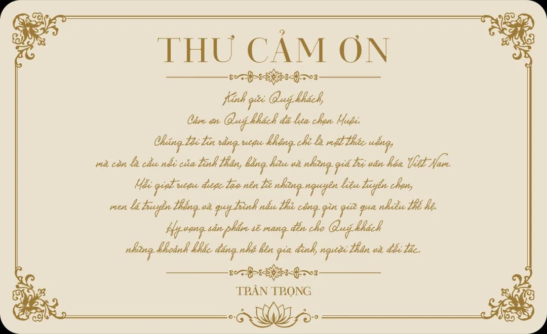 Thư cảm ơn của Muội — mặt sau